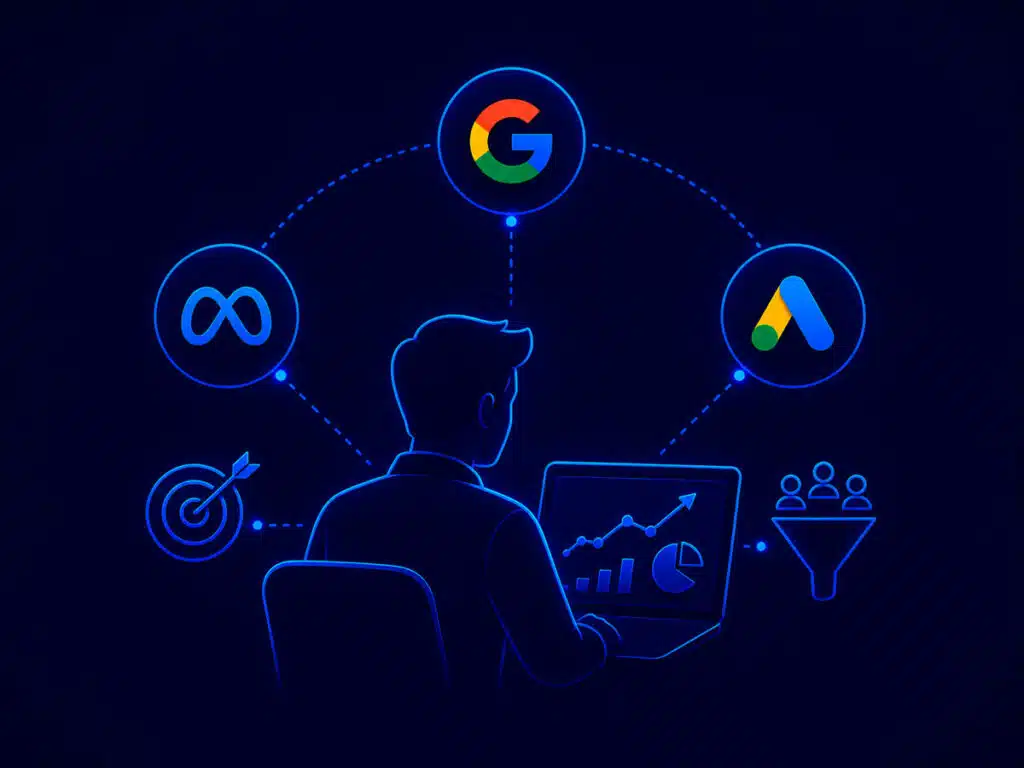 Gestor de tráfego pago analisando campanhas online